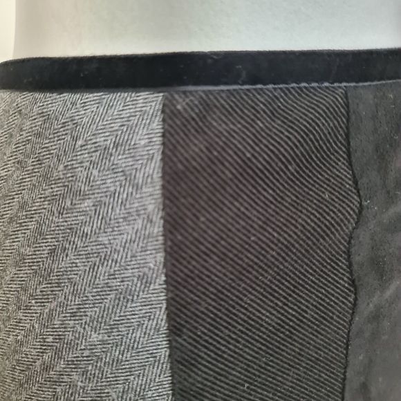 Per Una Midi Skirt Size 16R Black Flippy Panelled Glen Check Cord Lace Boho - Picture 7 of 15